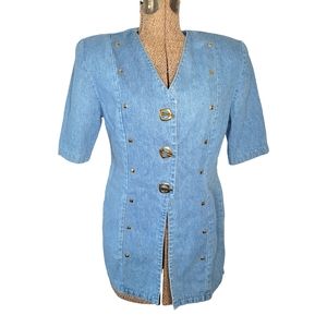 Vintage Blue Denim Tunic Top